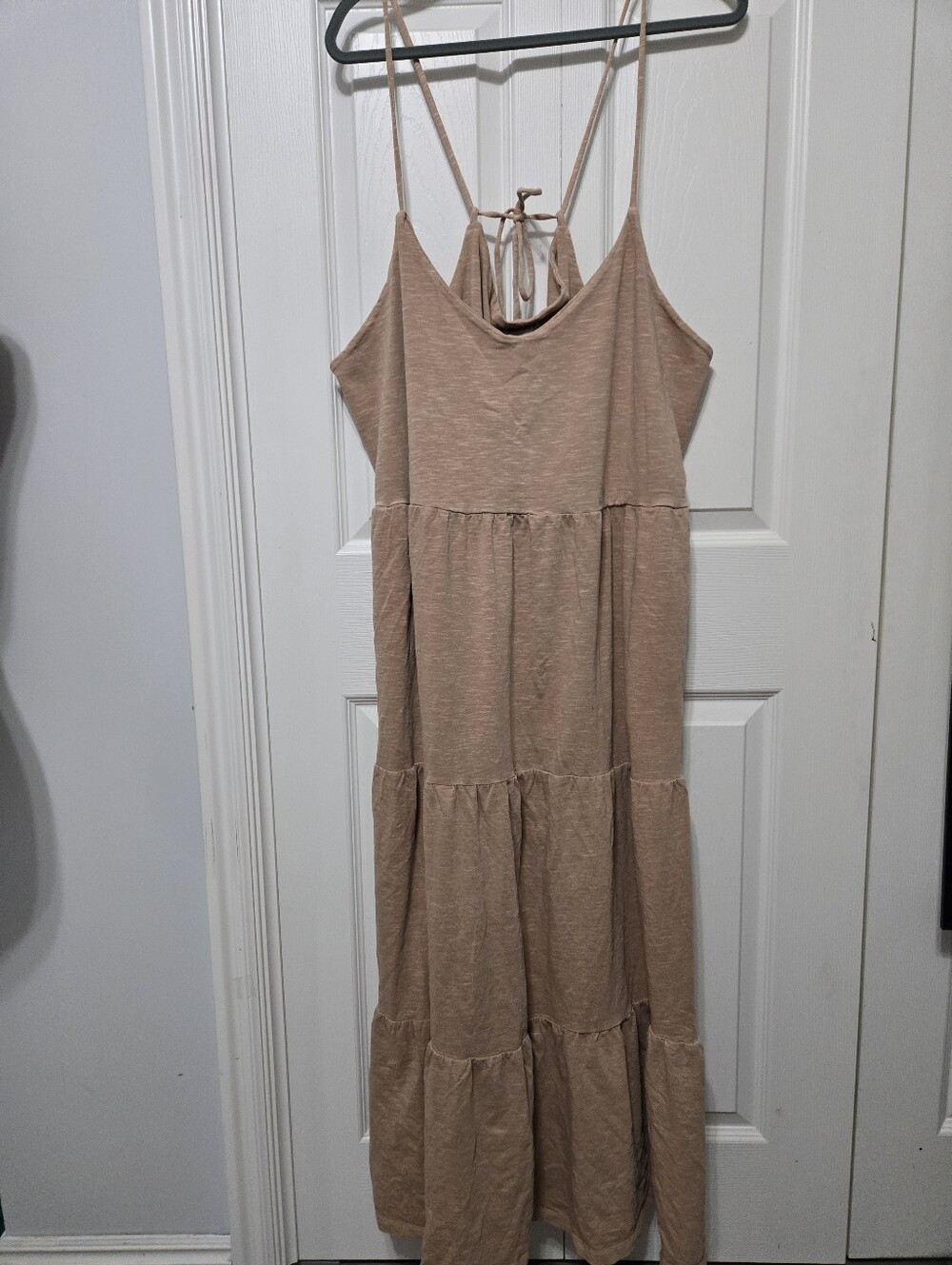 Old Navy Tan Tiered Spaghetti-Strap Maxi Dress
